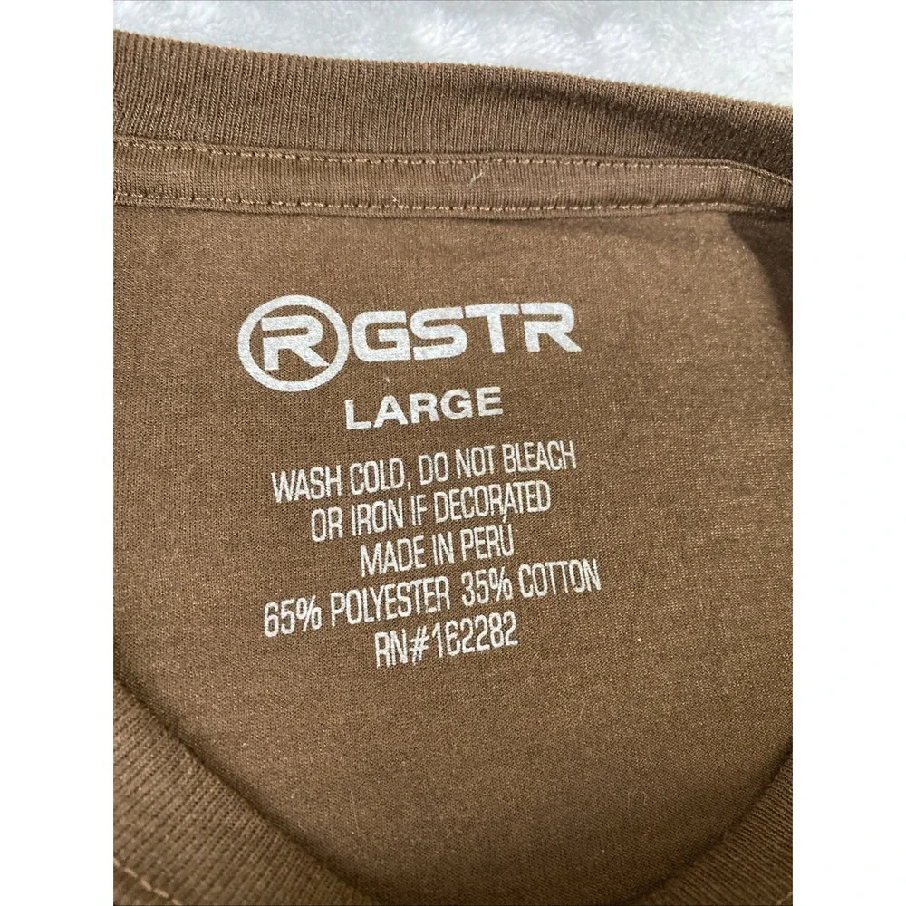 RGSTR‎ T-Shirt Men Large Brown Unwritten End Skeleton Graphic Streetwear Tee